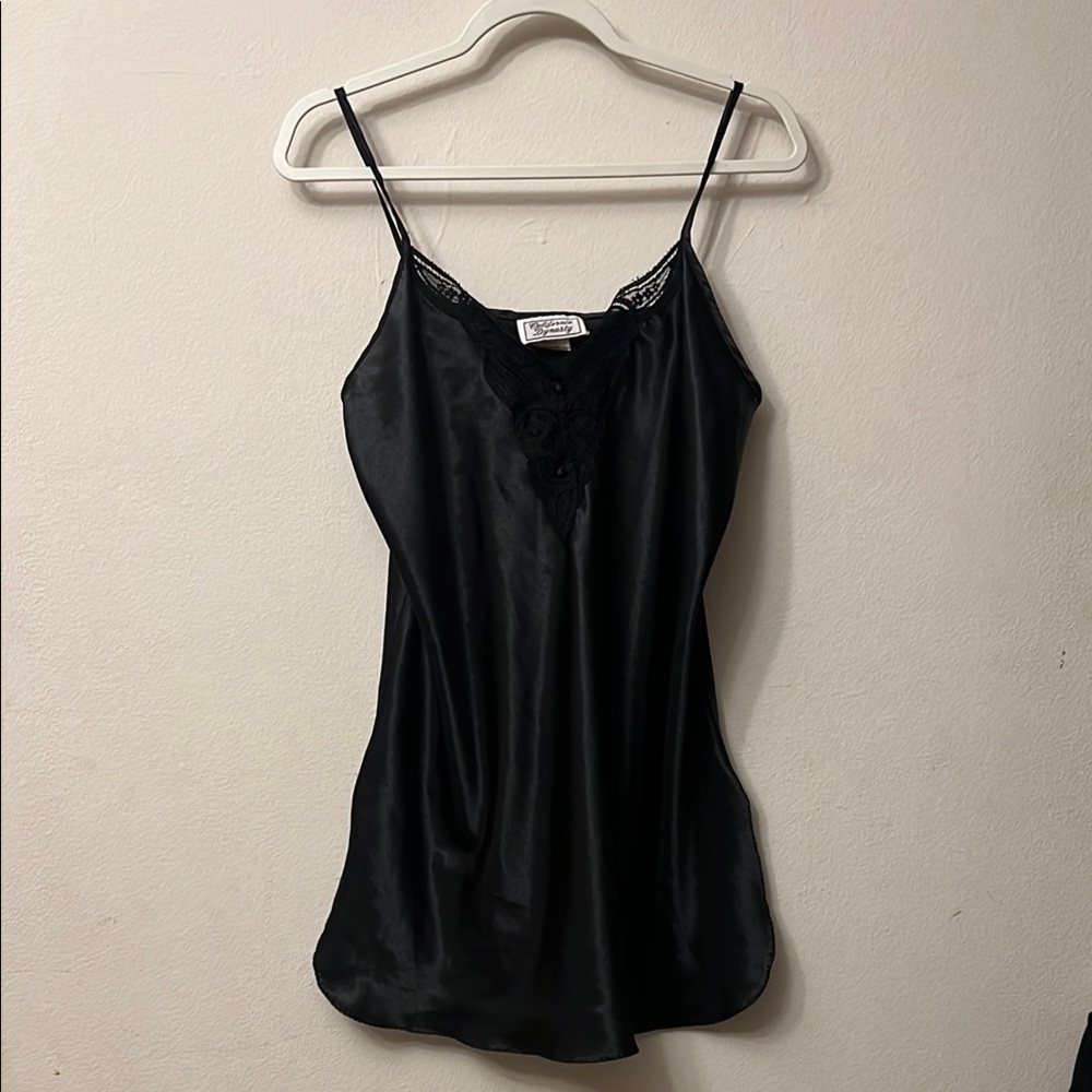 California dynasty Black Satin Slip with Spaghetti Straps 312